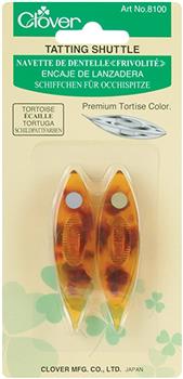 Tatting Shuttle, Pair, from Clover, Premium Tortise Color